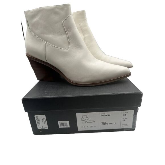 rag & bone NEW YORK Razor Leather Ankle antique white Boots 11 Western 19-01 - Picture 6 of 16